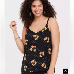 Sophie Challis Double Layer Swing Cami | Orange Polka Dot Black | Torrid